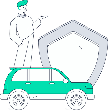 Man looks up for car papers  Illustration