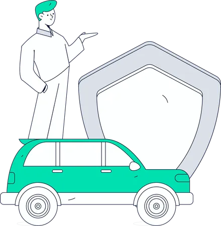 Man looks up for car papers  Illustration