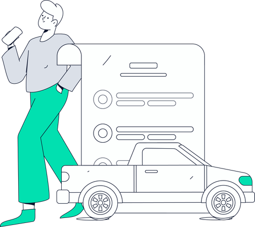 Man looks up for car papers  Illustration