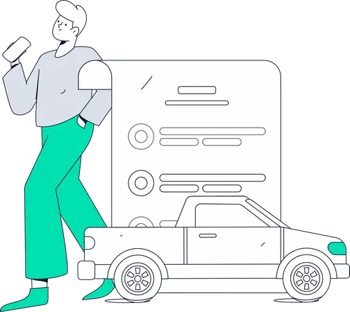 Man looks up for car papers  Illustration