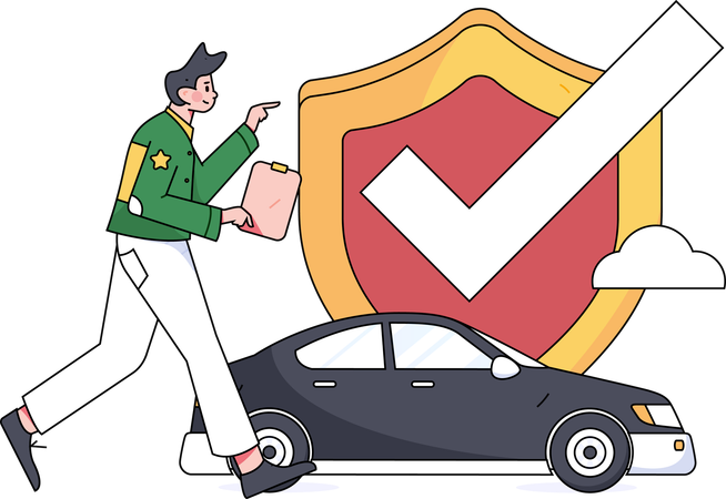 Man looks up for car papers  Illustration