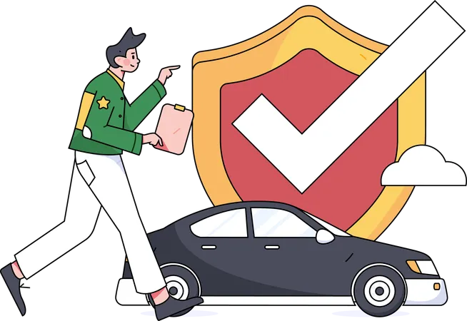 Man looks up for car papers  Illustration