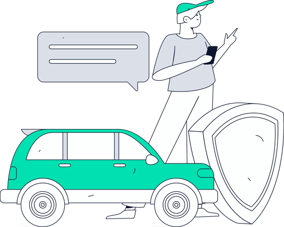 Man looks up for car papers  Illustration