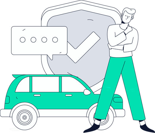 Man looks up for car papers  Illustration