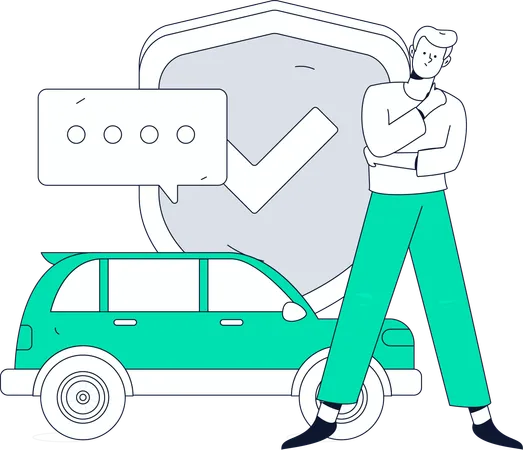 Man looks up for car papers  Illustration