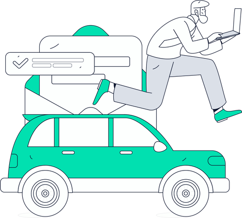 Man looks up for car papers  Illustration