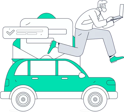 Man looks up for car papers  Illustration