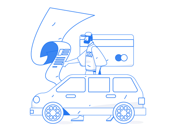 Man looks up for car papers  Illustration