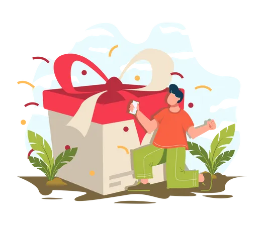 Man love to get gift on online shopping  Illustration