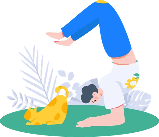 Man loves to do yoga in morning  Illustration