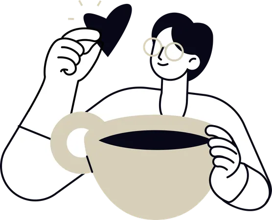 Man loving Cappuccino  Illustration