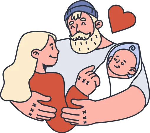 Man loving hid family  Illustration