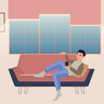 person lying on sofa illustration free download