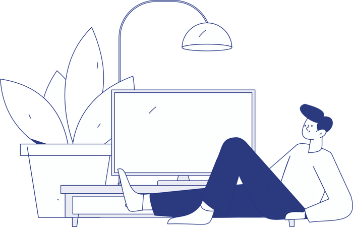 Man lying on floor at home  Illustration
