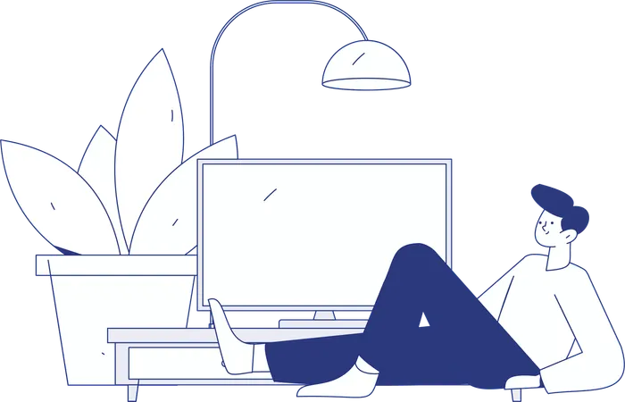 Man lying on floor at home  Illustration