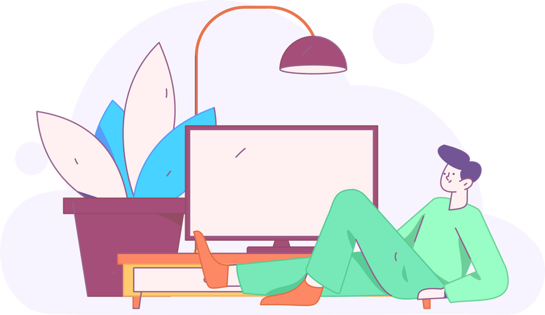 Man lying on floor at home  Illustration