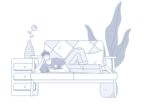 Man lying on sofa  Illustration