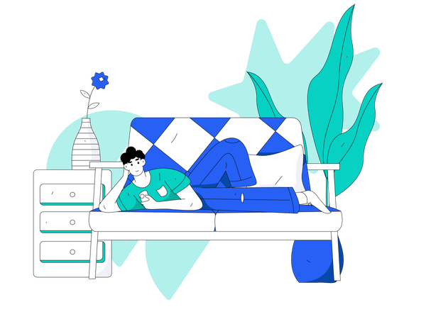 Man lying on sofa  Illustration