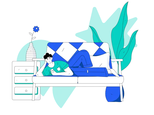 Man lying on sofa  Illustration