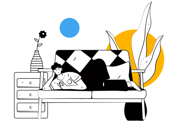 Man lying on sofa  Illustration