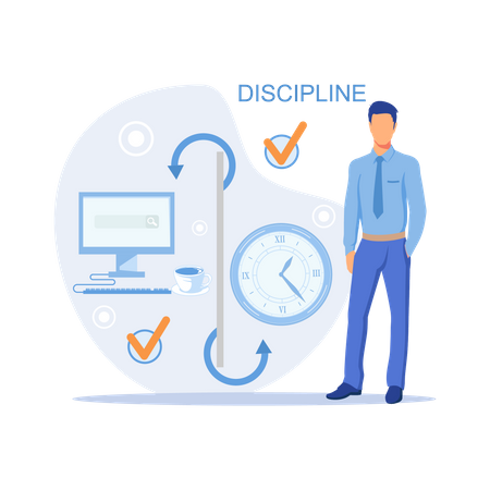 Man maintaining discipline work life  Illustration