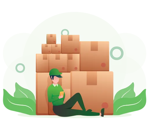 Man Maintaining Inventory  Illustration