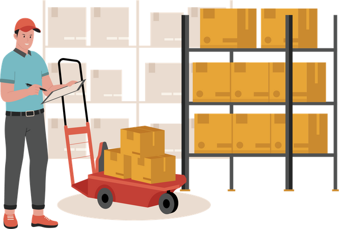 Man Maintaining Inventory  Illustration