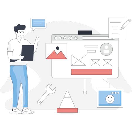 Man  maintenance website  Illustration