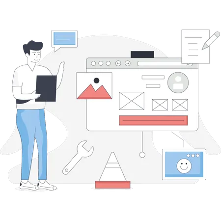 Man  maintenance website  Illustration