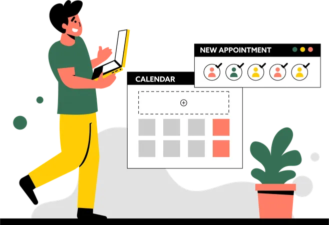 Welcome To The World Of Appointment Scheduling In This Vibrant And Modern Flat Illustration Theme Youll Discover A Seamless Blend Of Simplicity And Creativity Designed To Make Managing Your Time A Breeze Illustration