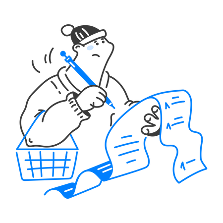 Man makes a shopping list  Illustration