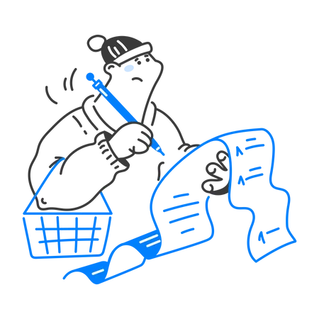 Man makes a shopping list  Illustration