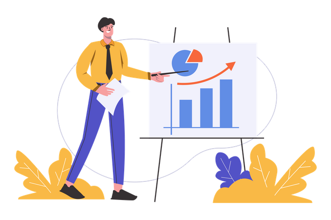 Man makes business presentation at meeting  Illustration