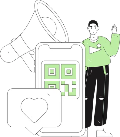 Man makes digital payment for shopping  Illustration