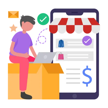 Man makes Online Purchase  Illustration