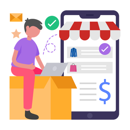 Man makes Online Purchase  Illustration