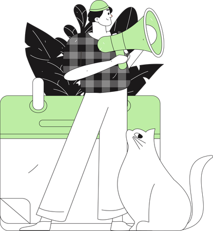 Man makes purchase announcement  Illustration