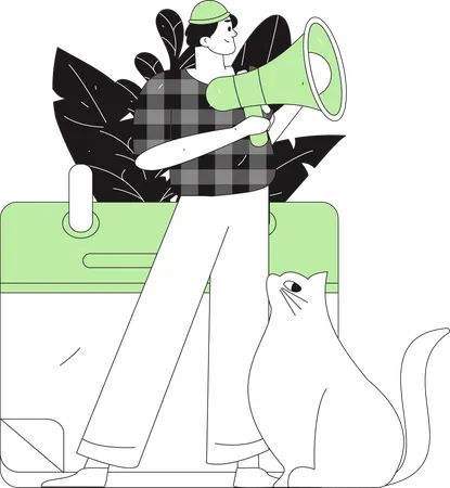Man makes purchase announcement  Illustration