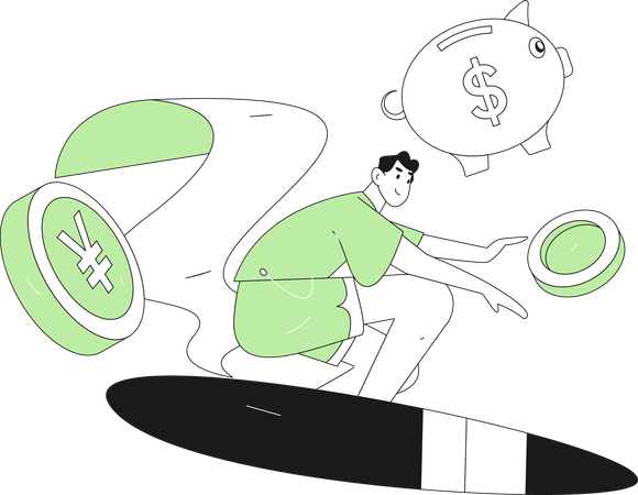 Man makes shopping purchases  Illustration