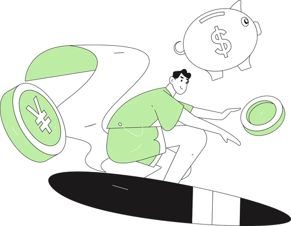 Man makes shopping purchases  Illustration