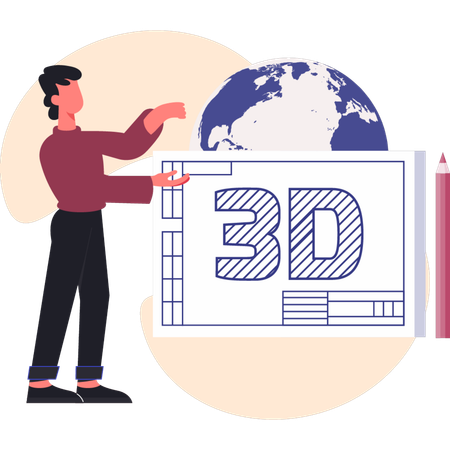 3Dチャートを作成する男性  イラスト