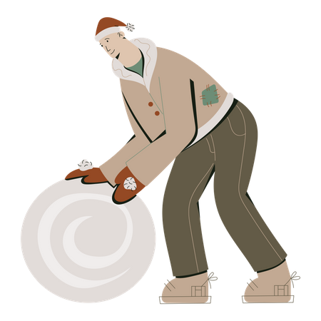 Man making a snowman Illustration