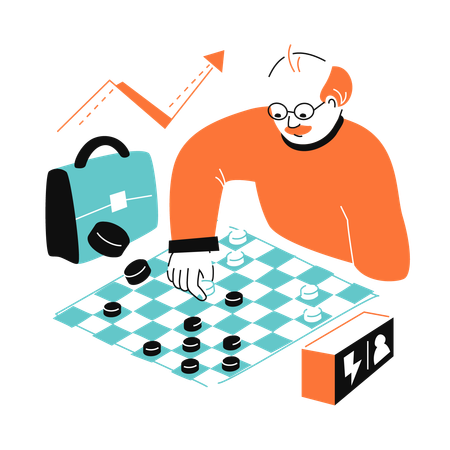 Man making a strategic decision  Illustration
