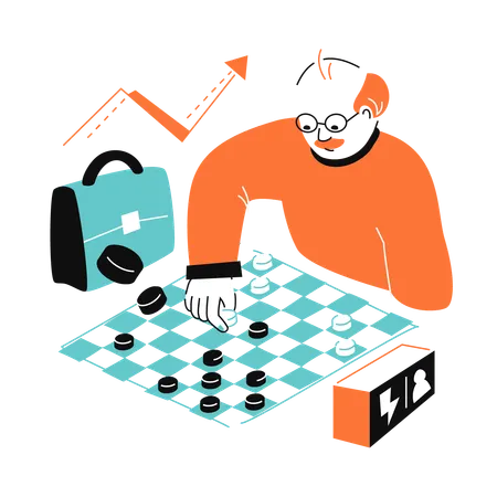 Man making a strategic decision  Illustration