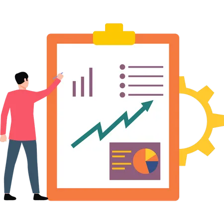 Man making analysis report  Illustration