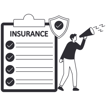 Man making announcement about insurance  Illustration