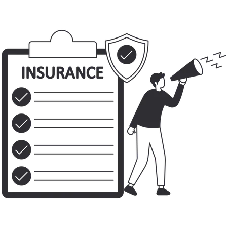 Man making announcement about insurance  Illustration