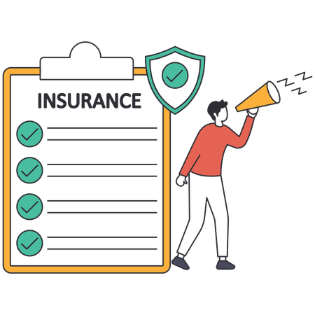 Man making announcement about insurance  Illustration