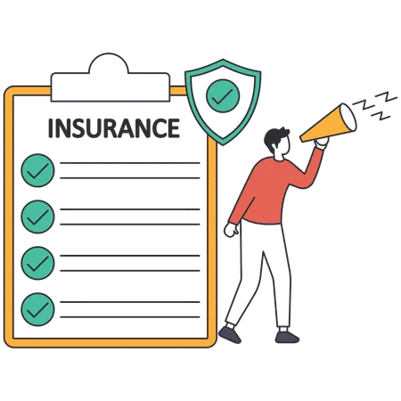 Man making announcement about insurance  Illustration