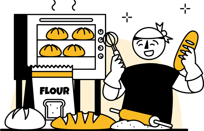 Man making bread  Illustration
